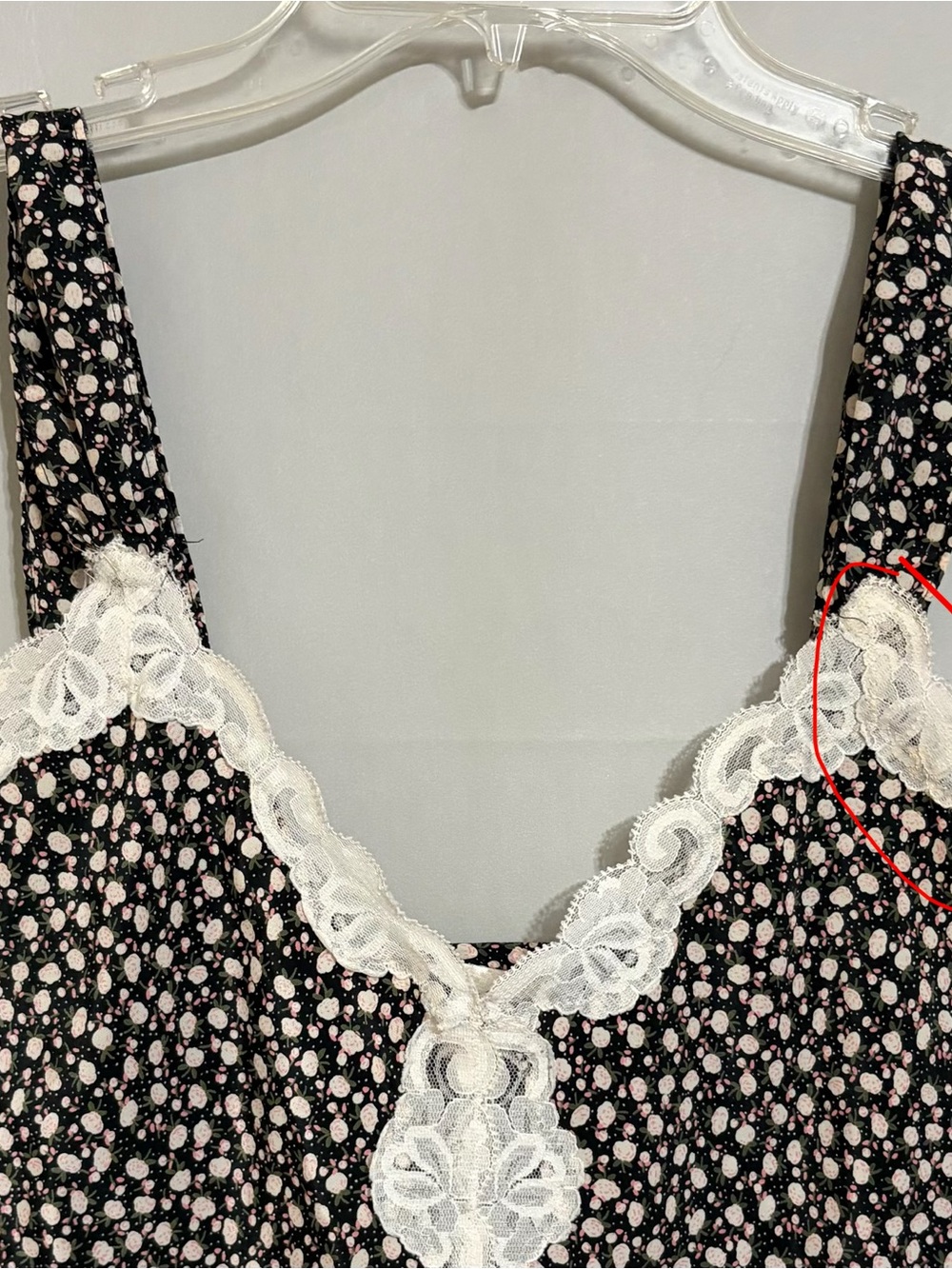 Vintage Black Ditsy Floral Slip Dress L Cottage Nightgown California Dynasty - Picture 6 of 7